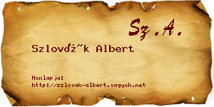 Szlovák Albert névjegykártya